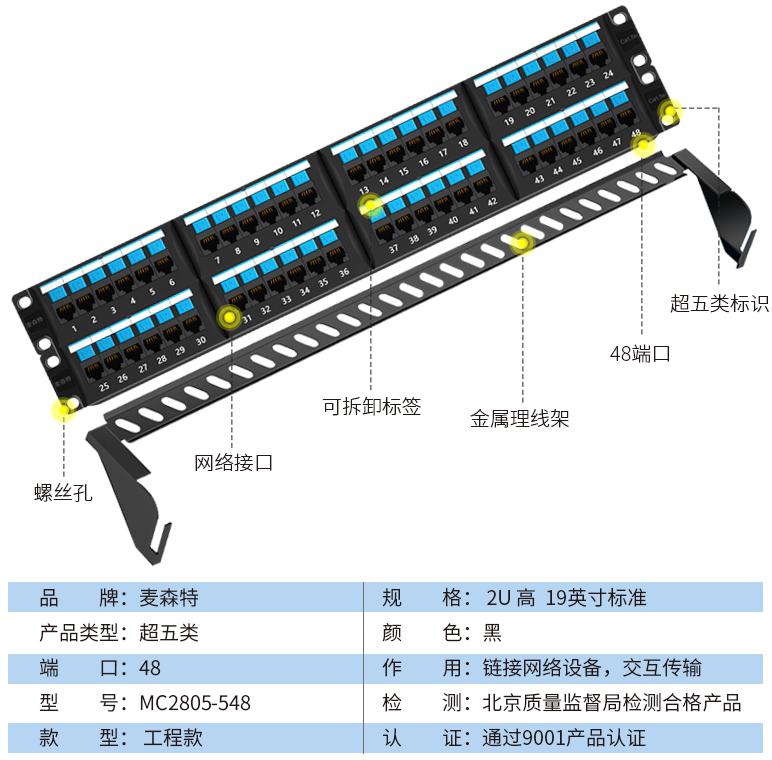 MC2805-548(超五类工程款48口)规格参数