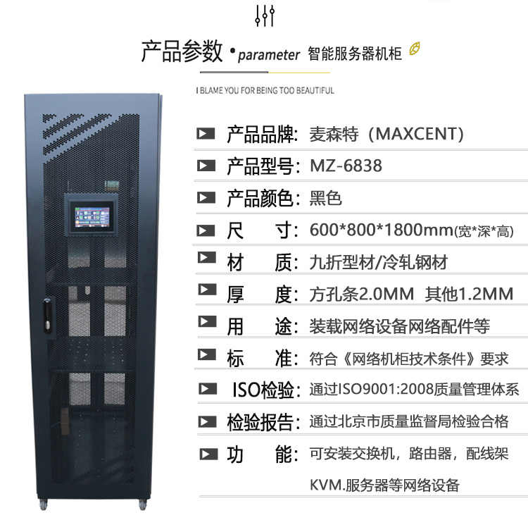 MZ6838智能机柜1.8米38U服务器机柜800深产品参数