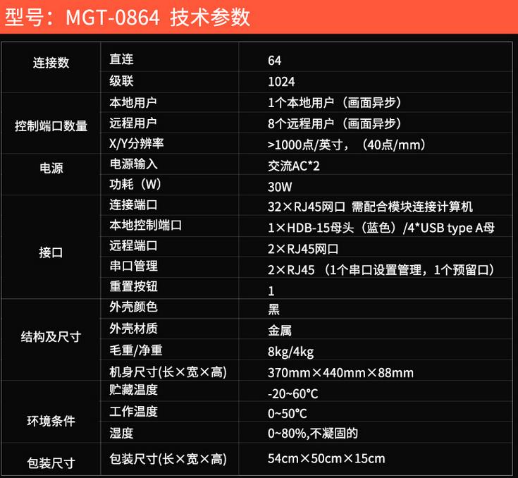 麦森特MGT0864技术参数